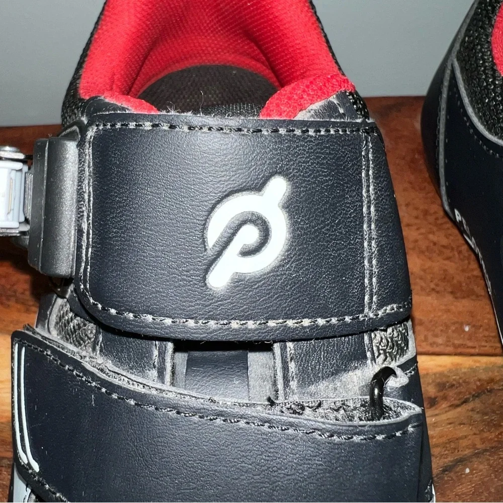 Peloton Cycling Shoes Delta Look Cleats Black Red Clip in Spin Shoes EU 39 US8 8